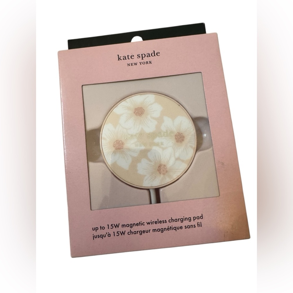 KATE SPADE PHONE CHARGING PAD 15W WIRELESS  MAGSAFE LEOPARD ROUND - NIB